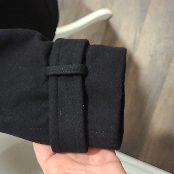Zara double breasted black pea coat with gold buttons (wool/cashmere) - Picture 8 of 10